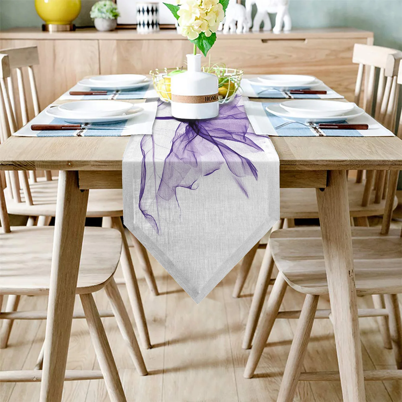 Фиолетовый цветок Прозрачный абстрактный стол бегуны для семьи ужин открытый Крытый партии День благодарения Рождество сбор
