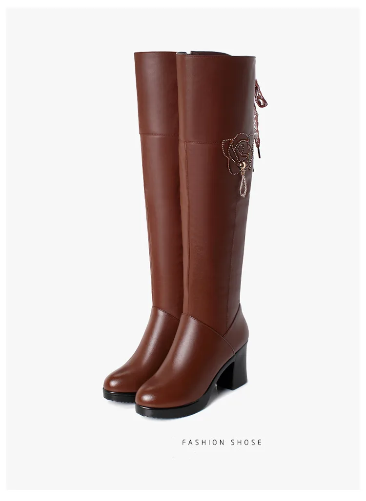 AIYUQI Thigh High Belted Boots Women Genuine Leather Platform High Heels Boots Women womens thigh high boots