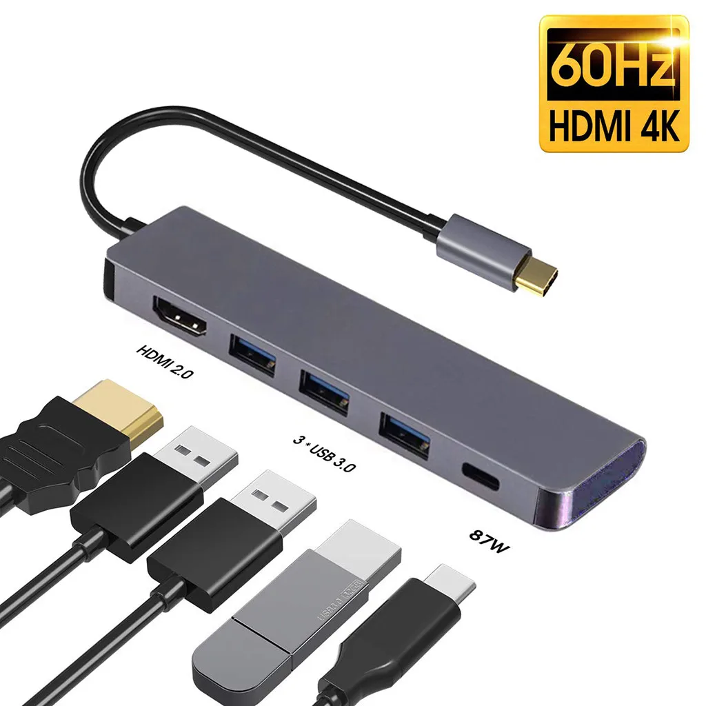 35 # USB C концентратор 5 в 1 type-C к HDMI 4K 60 Гц 3 0 адаптер для ноутбука USB-C разветвитель