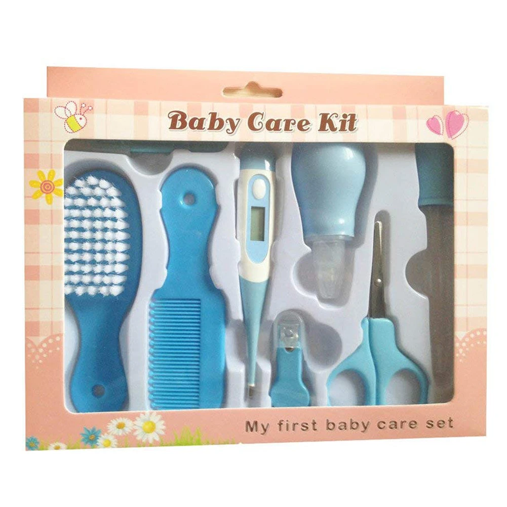 

8pcs/set Thermometer Nail Clippers Trimmer Health Care Baby Grooming Kit Comb Infants Pipette Tweezers Newborn Scissors