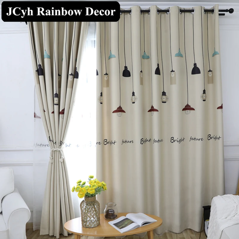Современные серые детские светонепроницаемые шторы с мультяшным рисунком для спальни, гостиной, оконные шторы для дома, тканевые занавески, Tende Cortina - Цвет: Beige Curtains