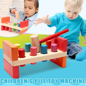 

Pounding Bench Wooden Toy with Mallet Developmental Toy Helping Fine Motor Skills Hot Sales