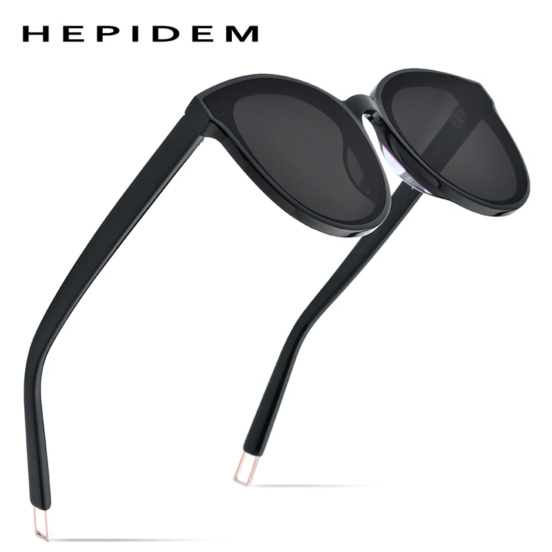 HEPIDEM новые круглые солнцезащитные очки из ацетата Ретро Мужские нежные брендовые дизайнерские солнцезащитные очки для женщин винтажные зеркальные UV400 черные