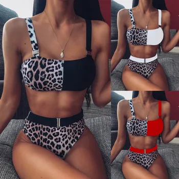 

Women Sexy Leopard Bikinis Snake Print Bathing Suit Tube Top High Cut Swimsuit Brazilian Swimwear Female Summer Beachwear #Z