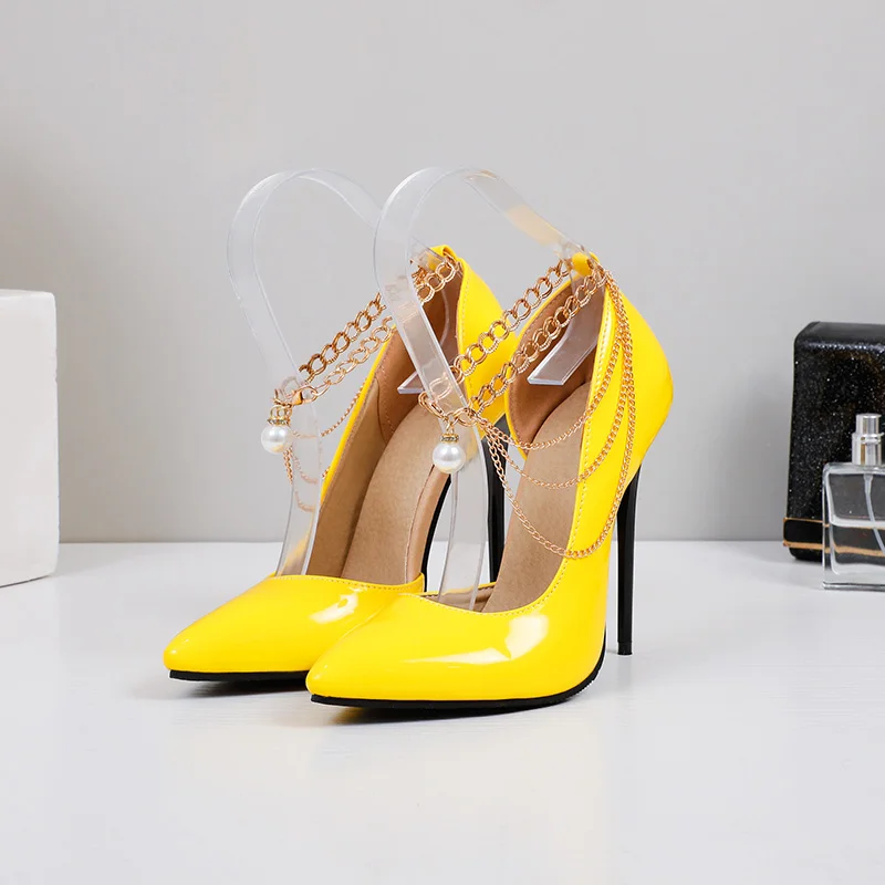 Fashionable Ankle Strap Pumps For Women, Yellow Cross Strap Stiletto Heeled  Pumps | SHEIN