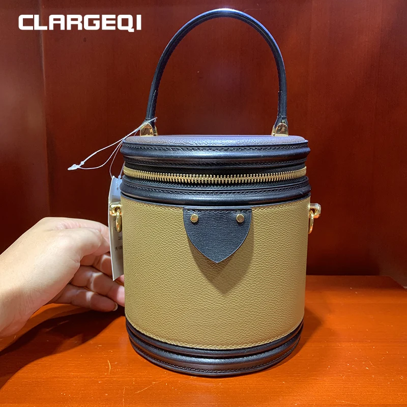 Модный брендовый косметический чехол Wonen's Fanous Bucket, роскошный брендовый Hanbag, сумка из натуральной кожи - Цвет: Темный хаки
