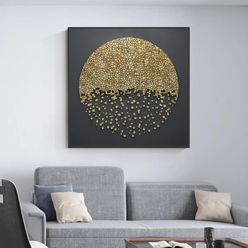 

RELIABLI ART Gold Moon Abstract Pictures Posters Canvas Prints Wall Painting For Living Room Decorative Paintings NO FRAME