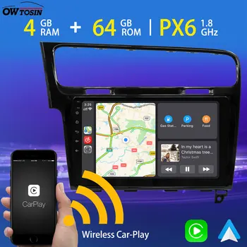 

10.1" PX6 4+64G Car Multimedia Player GPS Radio Android 9.0 For VW Volkswagen Golf 7 MK7 DSP HDMI Wireless Carplay TDA7850 5*USB