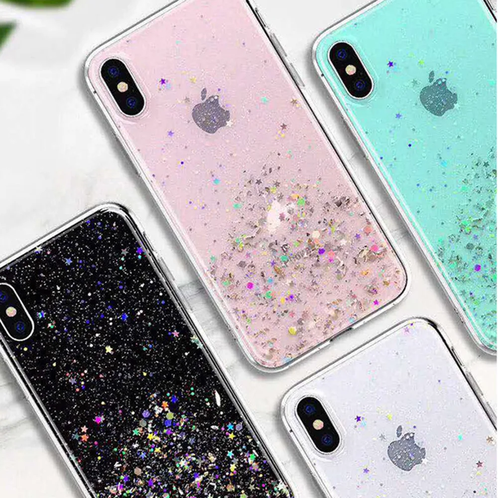 For Samsung galaxy A10 20 30 40 50 s Mirror airbag lanyard Star silver foil mobile phone case A60 70 80 90 Epoxy glitter cover |