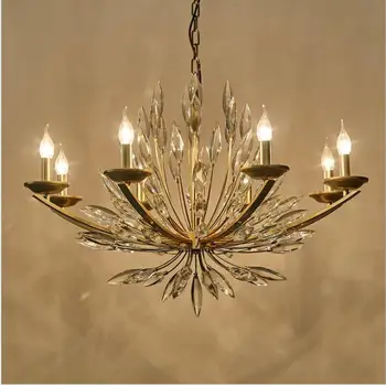 

American crystal chandelier living room bedroom designer model room dining room art lily bud pattern chandelier LED