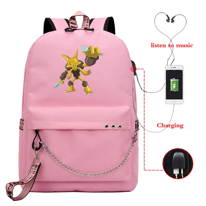 8 Mochila Pokemon Mewtwo Arcanine Cute Backpack for Women School Bags for Teenage Girls Usb Charge Laptop Backpack Travel Backpack - Цвет: 8