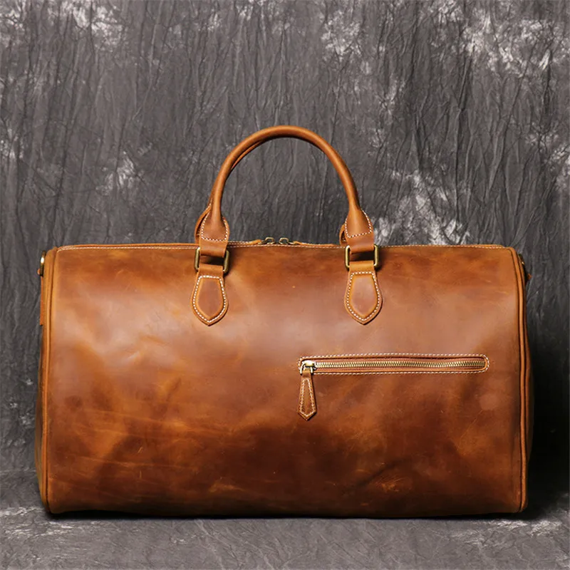 

Nesitu High Quality Large Big Vintage Brown Top Grian Genuine Crazy Horse Leather Men Travel Bags Male GYM Duffle M1018