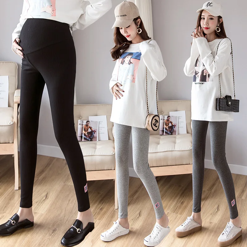 

Leggings for Pregnant Woman 2019 Spring New Style Pregnant Women Pants Sunken Stripe mian tuo Abdominal Outer Wear Slimming Mate