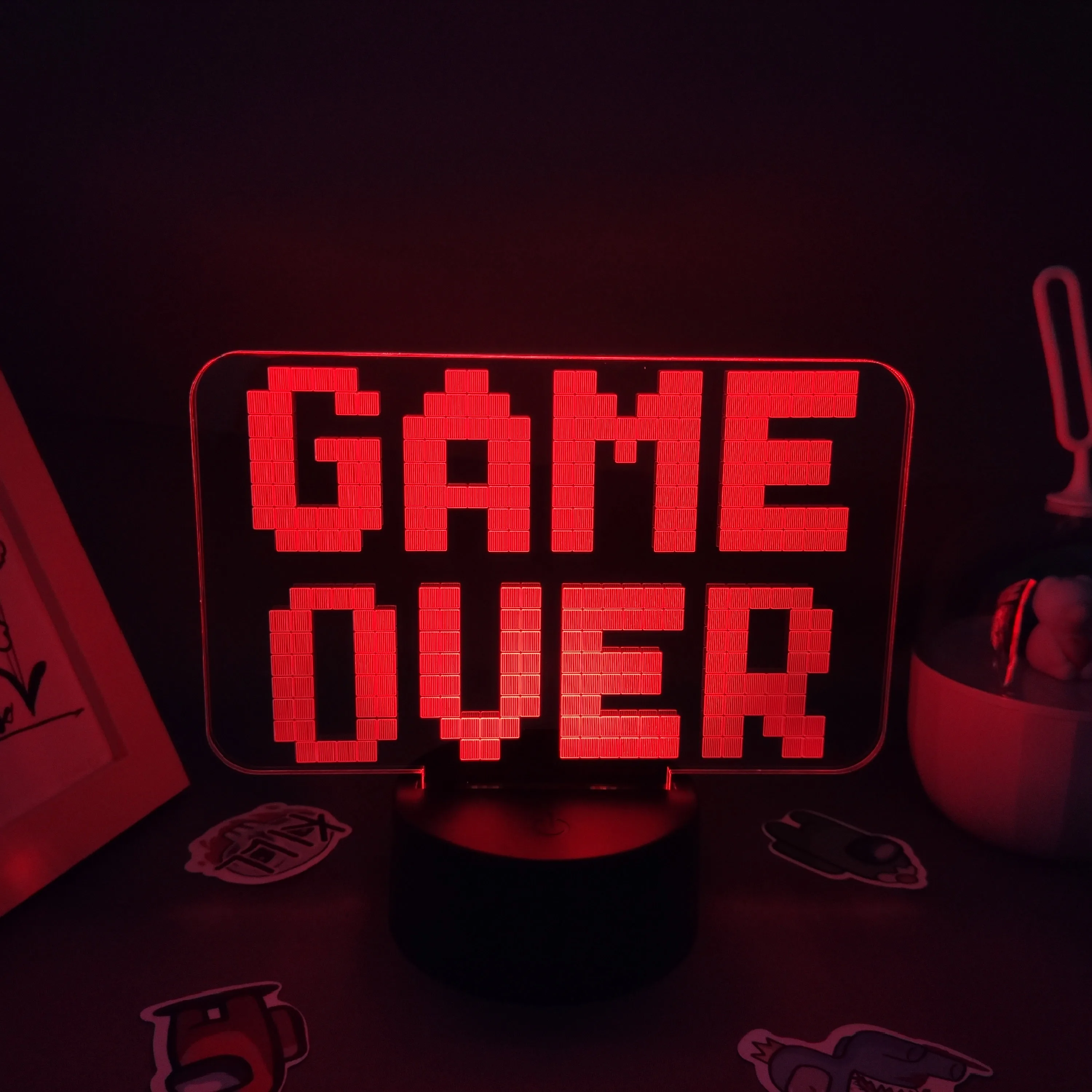 Неоновая 3D Светодиодная иллюзионная USB-лампа Game Over Neon ночник крутой подарок для