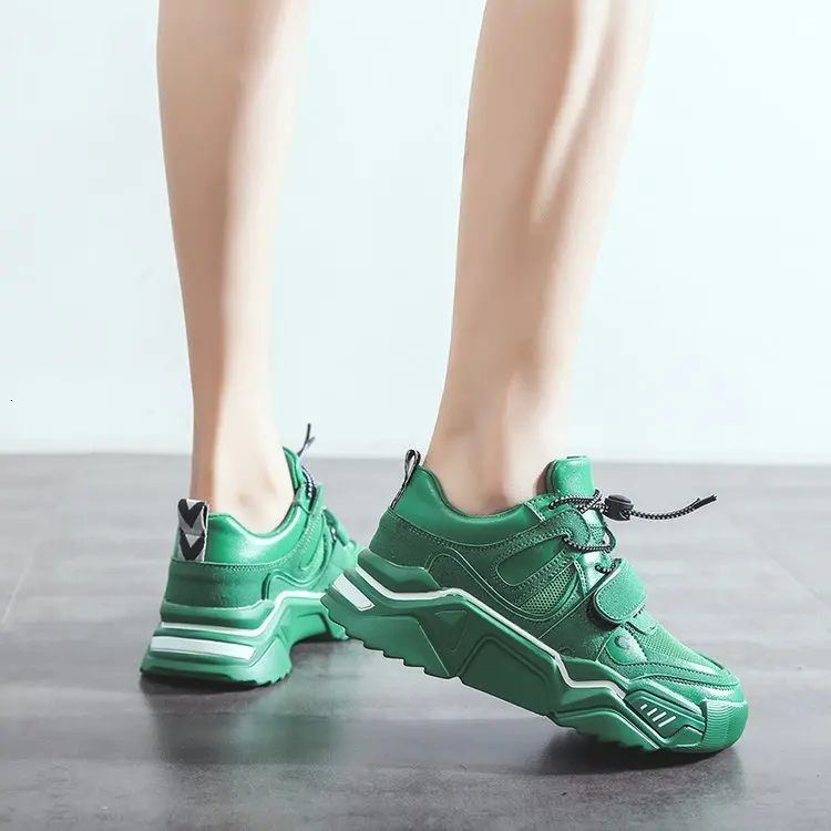 Женская Повседневная обувь г. Осенняя Роскошная модная зеленая белая корзинка с клиньями женская обувь женские кроссовки на платформе