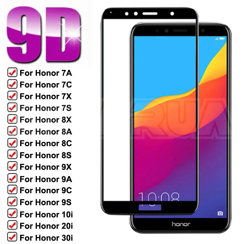 Защитное стекло 9D для Honor 7A 7C 7X 7S 8X 8A 8C 8S 9X 9A 9C 9S 9i 10i 20i 30i | Мобильные телефоны и