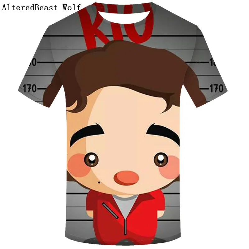 

Cute La Casa De Papel T Shirt Men 3D print Money Heist Tees TV Series T shirts Men Short Sleeve House of Paper Tops T-Shirt