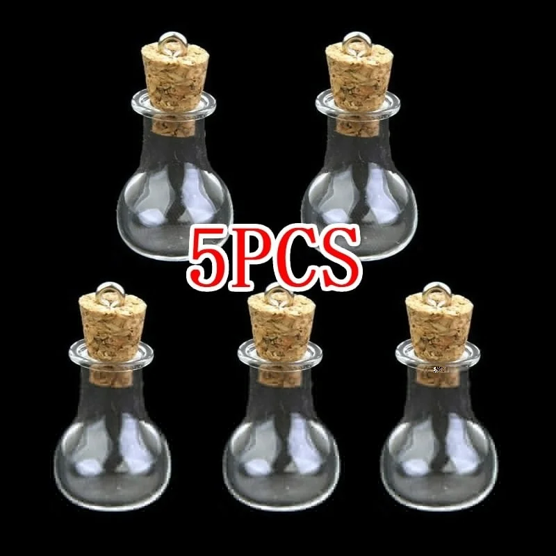 

5PCS Mini Wishing Glass Bottles Cork Potion Vials Charms Necklace Pendant DIY