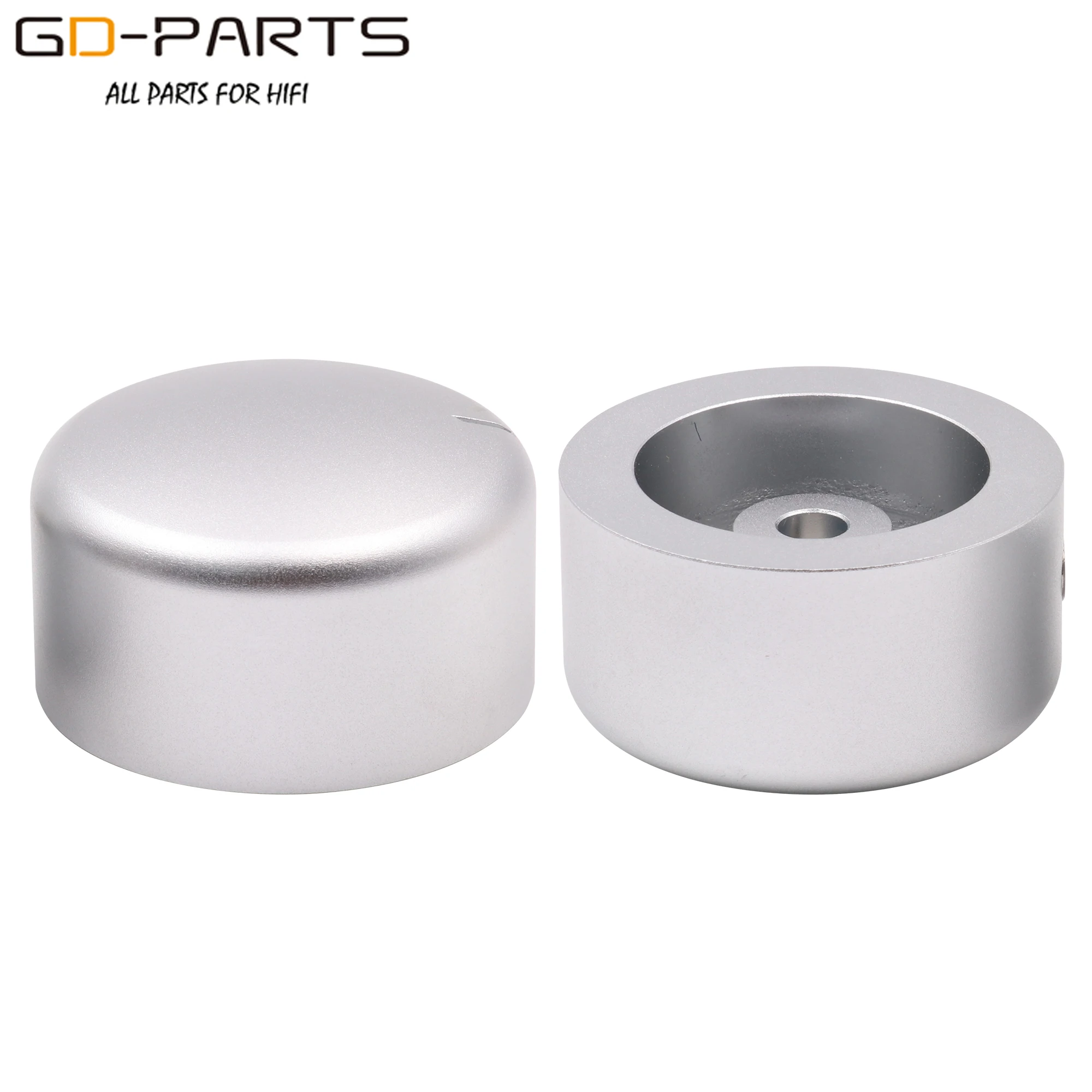 GD-PARTS 실버 가공 솔리드 알루미늄 노브, AMP 스피커용, 비닐 턴테이블 레코더, 전위차계 볼륨 컨트롤, 44x25mm, 1PC