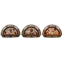 Mediterranean Style Retro Wood Clothes Hanger Wall Mounted Coat Hook Key Holder Hat Scarf Handbag Storage Hanger