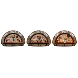 Mediterranean Style Retro Wood Clothes Hanger Wall Mounted Coat Hook Key Holder Hat Scarf Handbag Storage Hanger