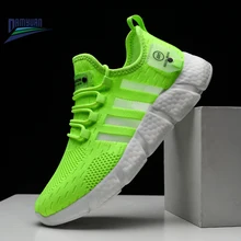 Super Light Breathable Men's Running Shoes Popcorn Rubber Combination Sole Couple Sneakers Large Size Fly Woven Casual Shoes
