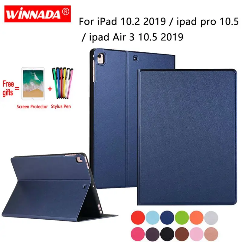 For Apple ipad 10.2 case 2019 original PU leather Stand tablet TPU Cover for ipad air 3 / Air 10.5 2019 /ipad pro 10.5 +Film+Pen