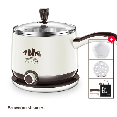Brown(no steamer) 220 В многофункциональная электрическая мини-плита, 600 л электрическая сковорода для приготовления лапши, разделенная Паровая кастрюля, горячий горшок Вт - Цвет: Brown(no steamer)