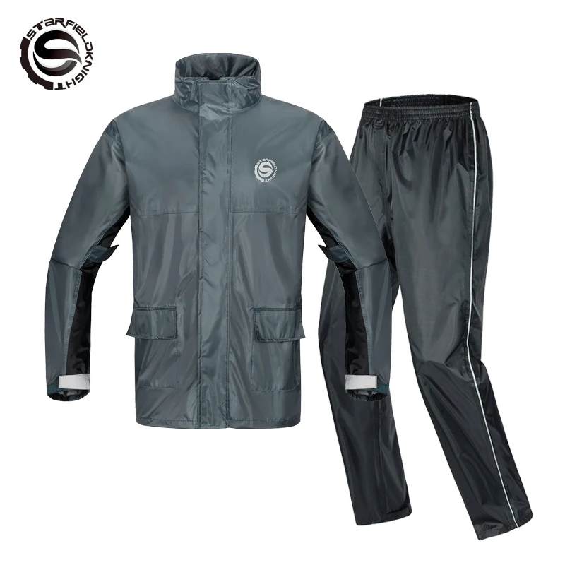 LYSCHY Motorcycle Rider Raincoat Suits Fishing Outdoor Jacket Pants Raincoat Motorcycle Fishing Camping Rain Gear Mens Coat 4XL - Цвет: Черный