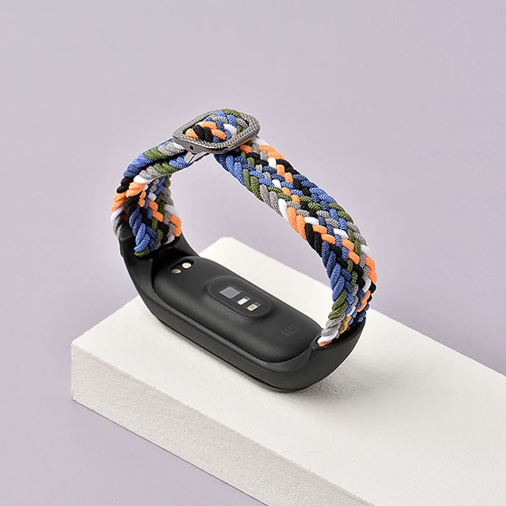 Bracelet for Mi band 8 7 6 Strap Elastic adjustable Nylon Braided Miband4 miband 5 correa Wristband for xiaomi Mi band 4 3 5 6 7