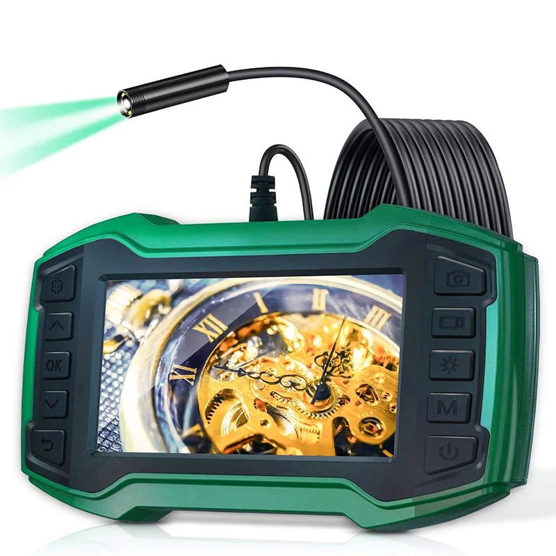 Single Dual Lens Industrial Endoscope Camera 1080P 4.5" IPS Snake Video Inspection Camera with 8 LED Detachable Semi-Rigid Cable