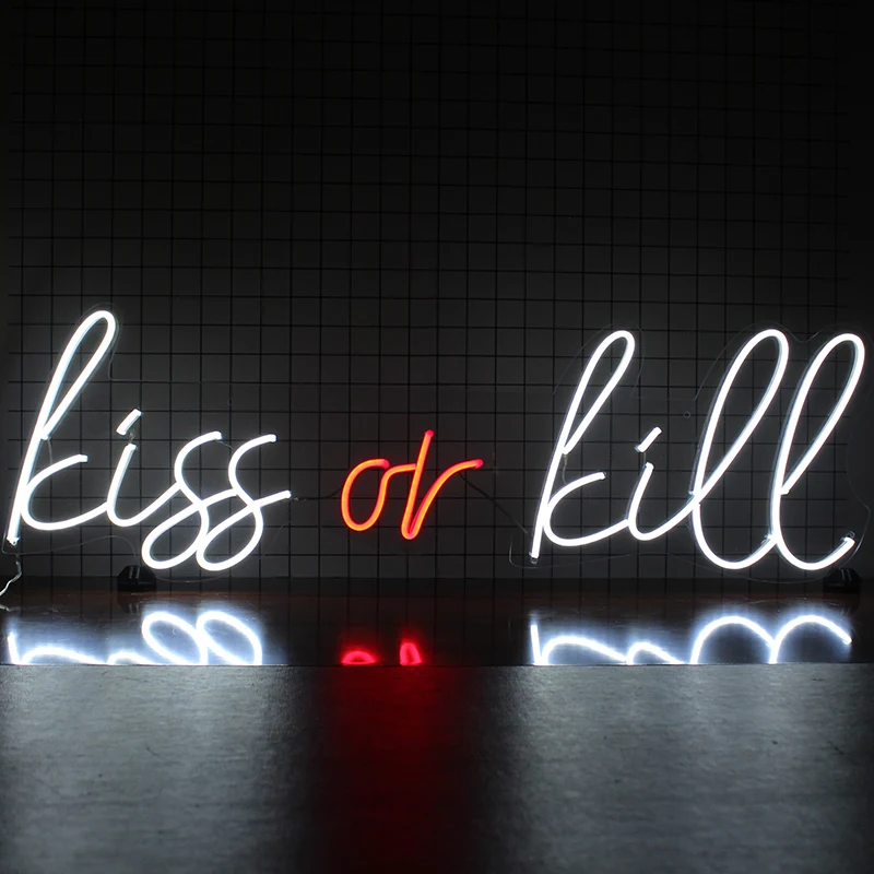 Custom Made Neon Sign Letters Kiss or Kill Wall Hanging for Party Wedding Shop Window Home Decoration Ins Led Light | Лампы и
