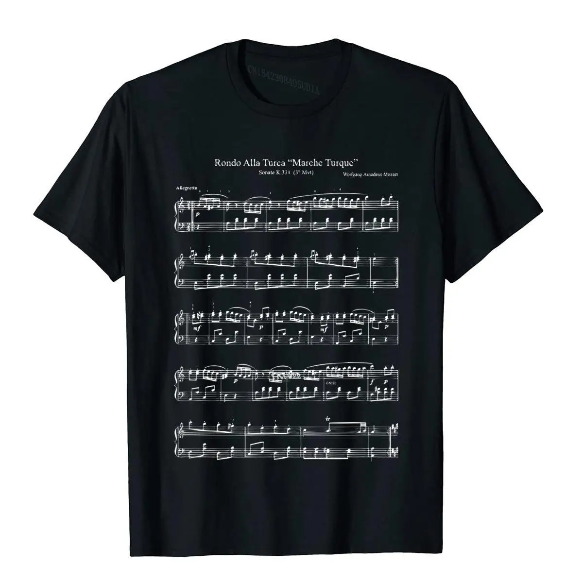 Mozart music notes score - Rondo alla Turca Funny T-shirt__97A164black