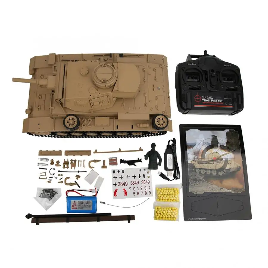 2,4G rc tank 1/16 Масштаб дистанционного управления Германия III No. H среднего размера модель танка с usb зарядным баком 5,3 версия