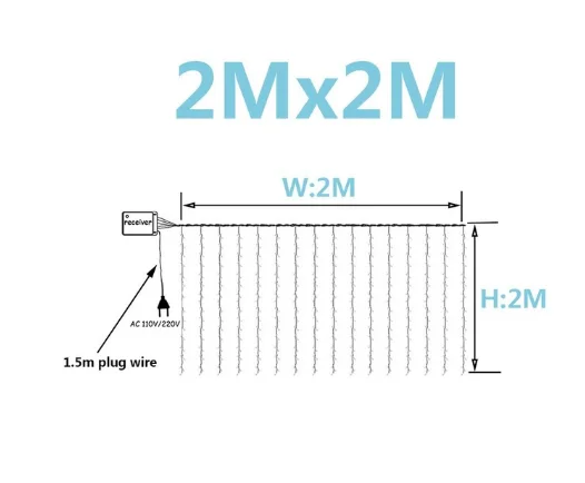 2M X 2M 3x1/3x3/6x3 м светодиодный гирлянды для свадьбы, рождественские гирлянды, гирлянды для улицы, дома, Свадебные/вечерние/занавески/украшения сада - Испускаемый цвет: 2M X 2M