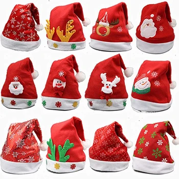 

8 Pack Christmas Hat for Childrens and Adults, Non-Woven Pleuche New Hats for Celebrations and Recreation