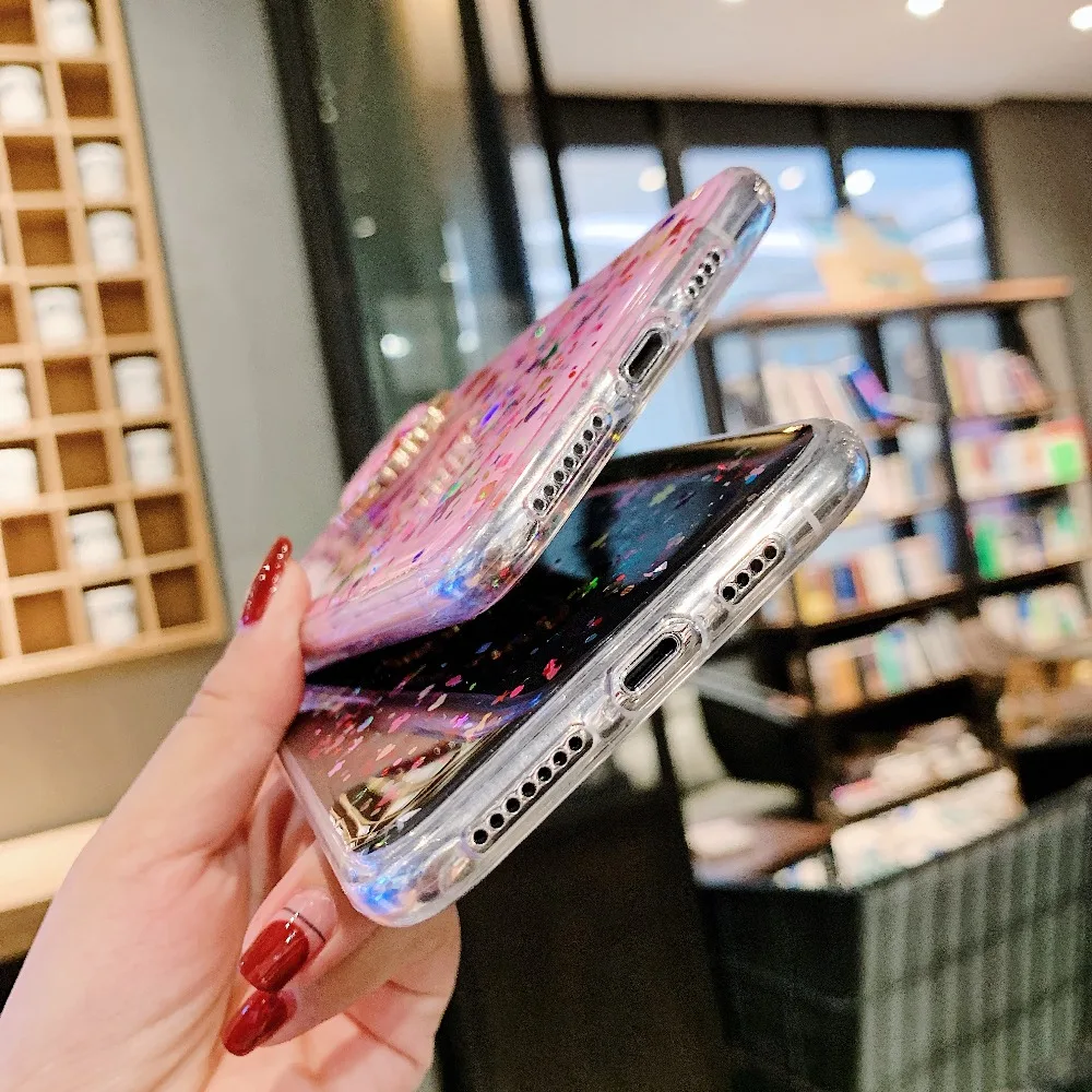 Сияющий с сияющими блестками и пайетками чехол для samsung Galaxy J4 Plus J6Plus J415F Крышка для samsung A7 A9 S10 S9 Note 9 A50 A30 A6