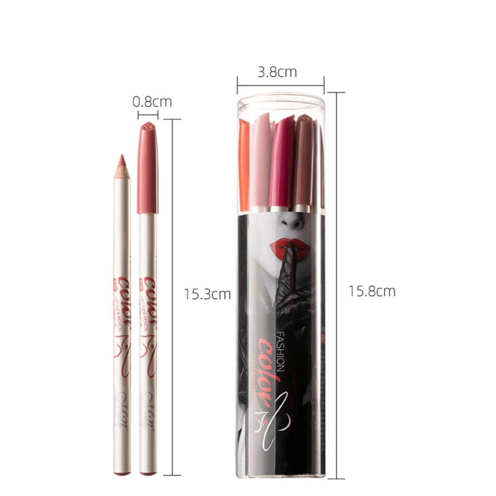 12 Pcs Lip Liner Pencil Set P130 Makeup Long Lasting Matte Lipliner Pen Professional Waterproof Lips Liner Mate Kit