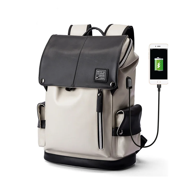 New High Quatily Leather USB MEN's Backpack Anti Theft Travel Backpack School Bag Laptop Rucksack School Backpacks for Teenagers