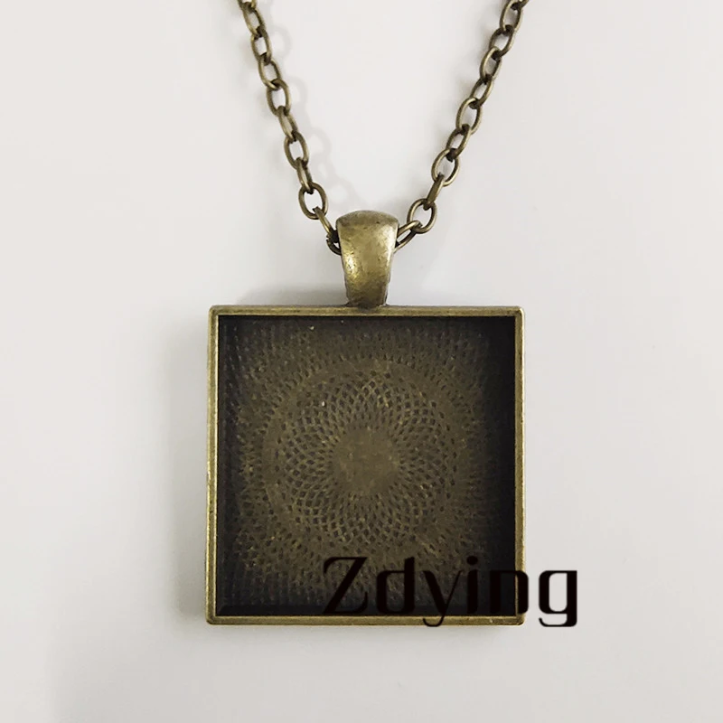 004 ZDYING 5 шт./партия 25 мм стеклянные кабошонные ожерелья Установка основания лоток рамка пустой подходит для изготовления круглого/квадратное Ожерелье Подвеска «сделай сам» подарок - Окраска металла: 004