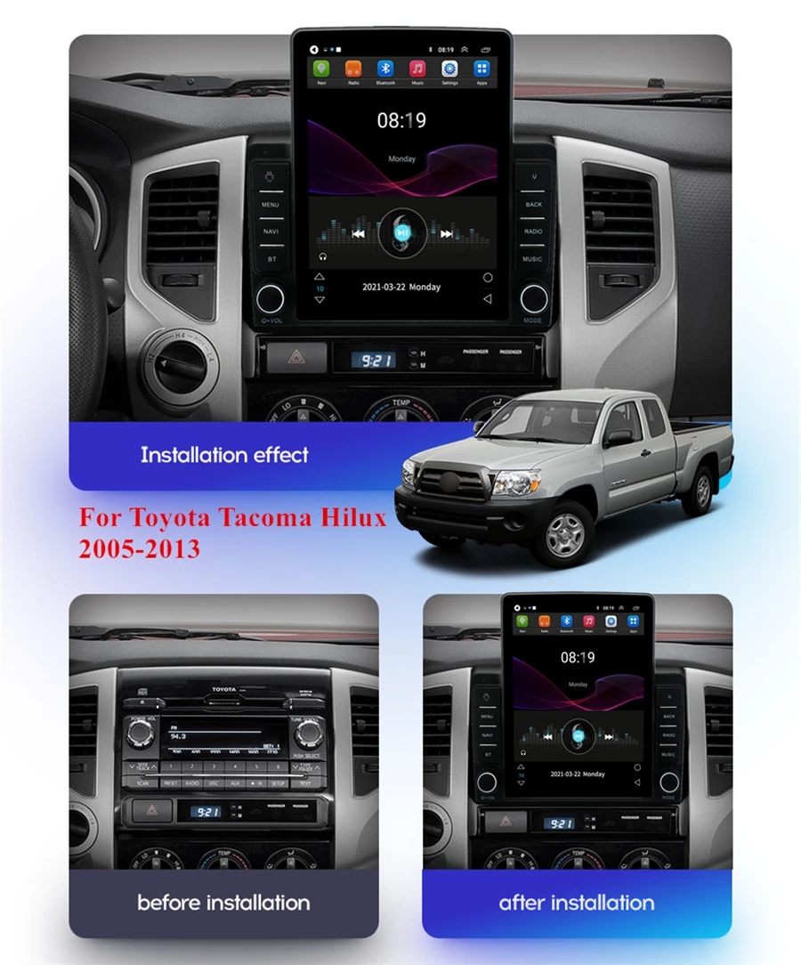 9.7" Car Navigation Android 10.1 Radio Player For Toyota Tacoma Hilux 2005-2013 left