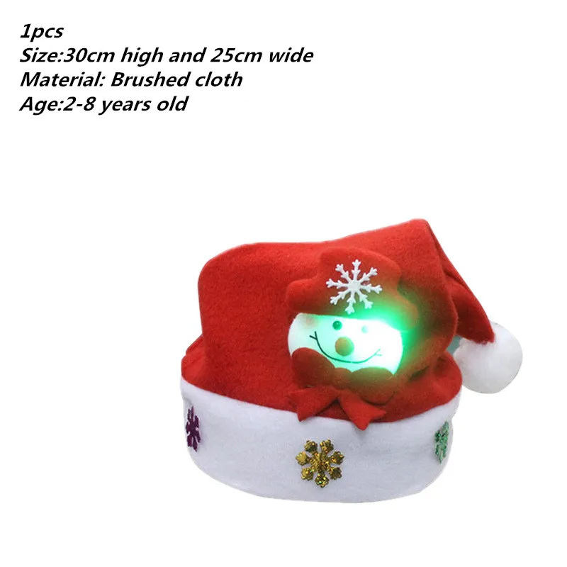 1pcs child flash Рождественские игрушки украшение рождественские шляпы Санты шляпы детей женщин мужчин девочек Кепка для Рождественский реквизит для вечеринок - Цвет: 1pcs child flash