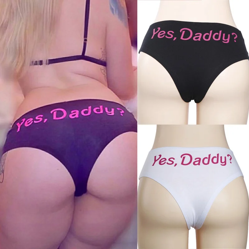 Женские трусики Смешные стринги трусы нижнее белье Yes Daddy с буквенным принтом сексуальные трусики с низкой талией Т-стринги женские трусики