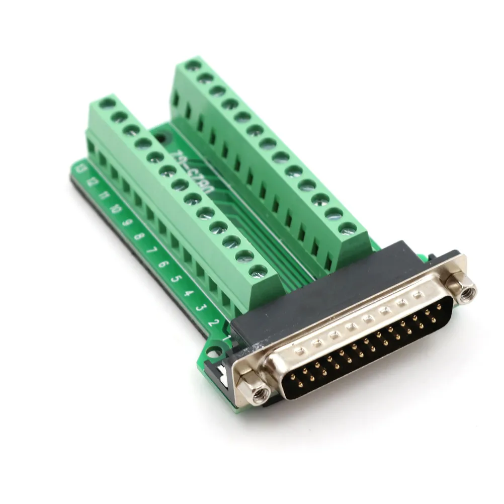 

1PCS DB25 Male 25Pin Plug Breakout PCB Board 2 Row Terminals Connectors
