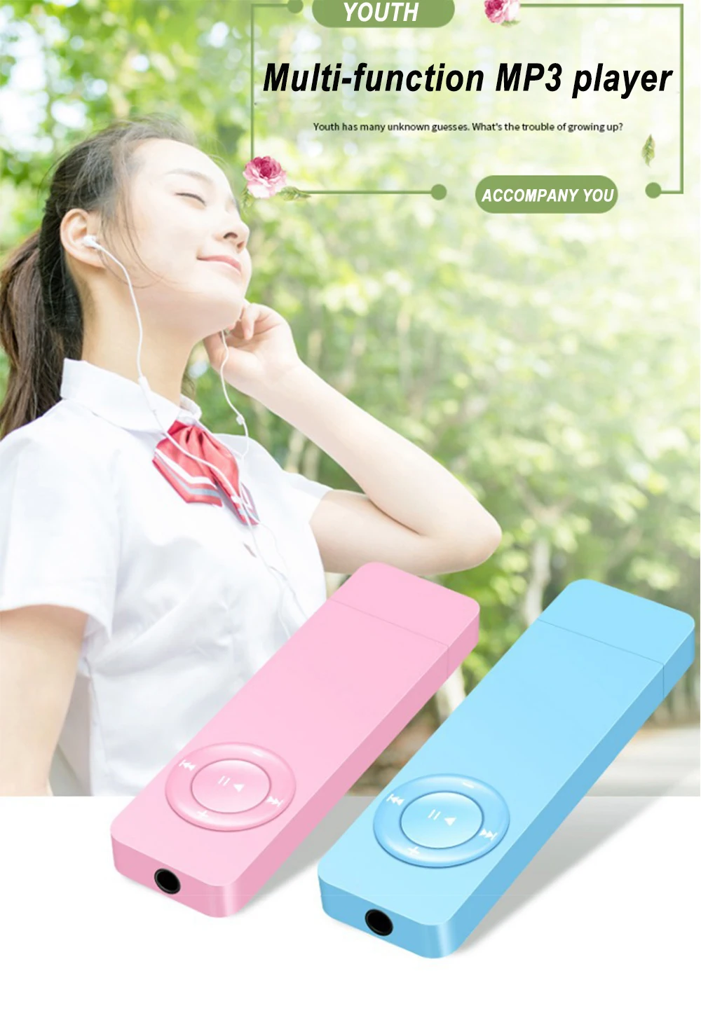 Mp3 player USB In-line Portable Strip Sport Lossless Sound Music Media MP3 Player Support Micro TF Card