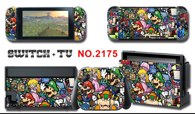 1set New Cute Anime Full Body Sticker for NS Switch Protective Cover Skin Colorful Art for Game Console Joy-Con Controller Decor