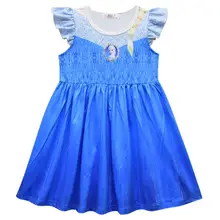 Новое голубое милое платье без рукавов с героями мультфильмов для маленьких девочек платье принцессы с героями мультфильмов для маленьких девочек платье Снежной Королевы