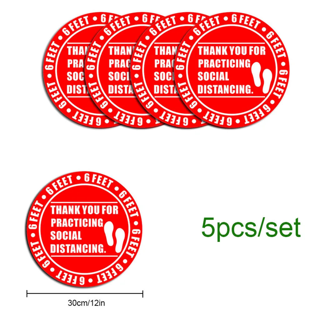 5pcs Please Social Distancing Arrow Feet Signs Floor Decals Health Safety Sign