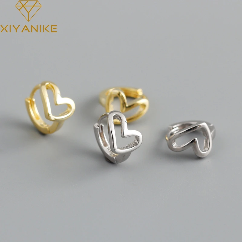 desnudo Nube como el desayuno XIYANIKE pendientes de aro con forma de corazón para mujer, aretes  pequeños, Color plateado, estilo lujoso, hecho a mano|Pendientes de aro| -  AliExpress