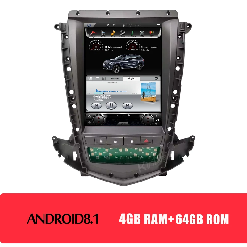 Android Car Radio KiriNavi Telsa стиль вертикальный экран 10,4 ''Android 8,1 Авто Радио автомобильный dvd-плеер для Cadillac старый SRX gps навигация 2009-2012 - Цвет: Android Car Radio